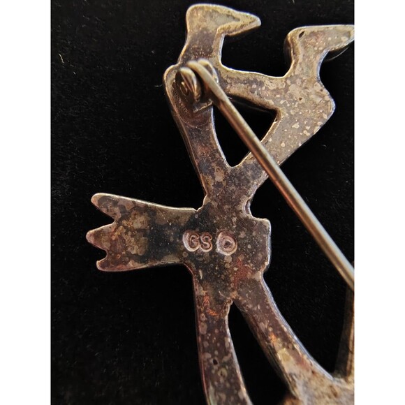 Vtg CS 925 Mexico Sterling Kokopelli Brooch Tested Signed Flute Dancer 2" 12.59 - Picture 3 of 9
